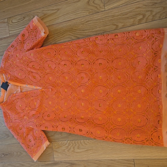 Pre-loved Gabby Skye Orange Lace Midi Dress Size 10 - Picture 8 of 10